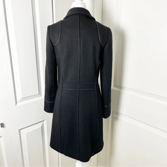 Projek Raw Long Black Wool Blend Coat – Gothic Minimalism, Hidden Buttons, Small - Picture 8 of 16